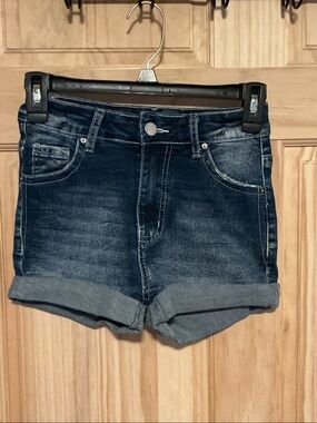 SHEIN Dark Blue Cuffed Denim Shorts